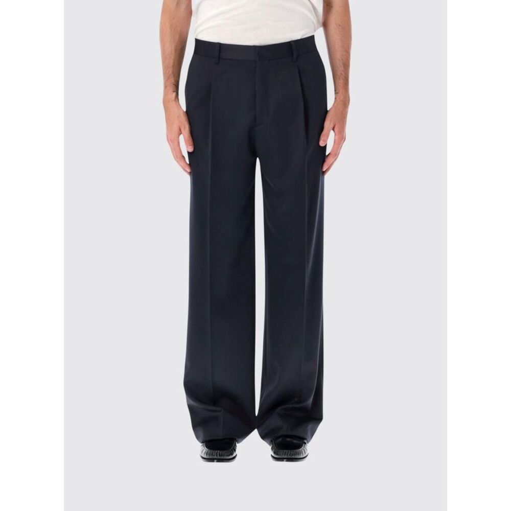 Lardini Men Lardini Wide-Leg Pure Virgin Wool Pleated Trousers